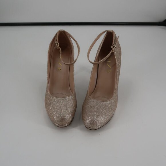 Unisa Women's Light Pink Texture Glitter Heels Size 10 in Box - Picture 6 of 12